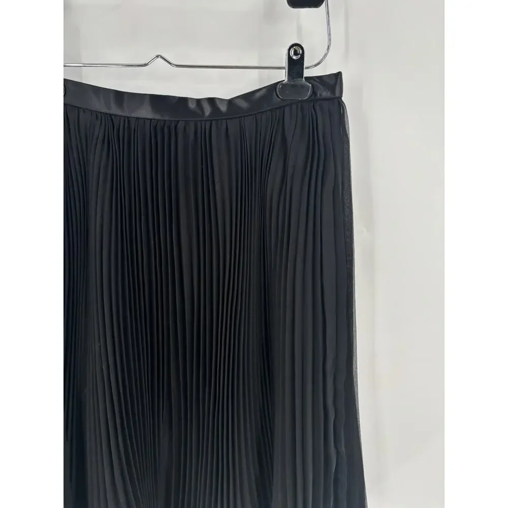 Victor Costa Vintage Skirt Womens 8 Black Pleated Lined Knee Length Chiffon
